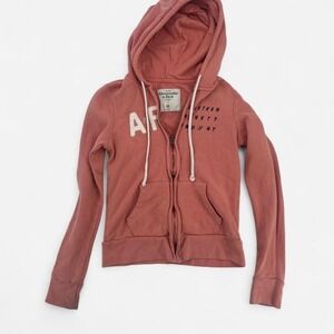 Y2K Abercrombie & Fitch Coral Colored Zip Up Hoodie